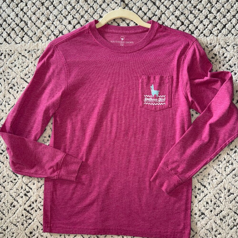 Southern Shirt Long Sleeve T-shirt Youth Medium Pink Llamas